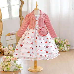 Girls clothes set Graduation Dress with Floral Print | Cute Princess Party Outfit for School Ceremony & Birthday | Long Sleeve Chiffon Kids Fashion OOTD 5-10Y teen
