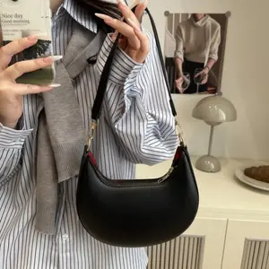 Women's Crescent Hobo Shoulder Bag - Stylish Underarm Purse for Everyday Use, Casual Crossbody Bag with  Hardware