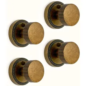4 Pack Antique Brass Privacy Door Knobs with Lock, Vintage Interior Door Handles for Bedroom or Bathroom, Heavy Duty Door Lever for Left Right Sided Doors