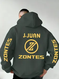 New Men's Hooded Sweatshirt Zontes Print, Soft Stretch Knit Fabric, Standard Fit, Casual Daily Wear, Fun Style, Essential for Young Adults
