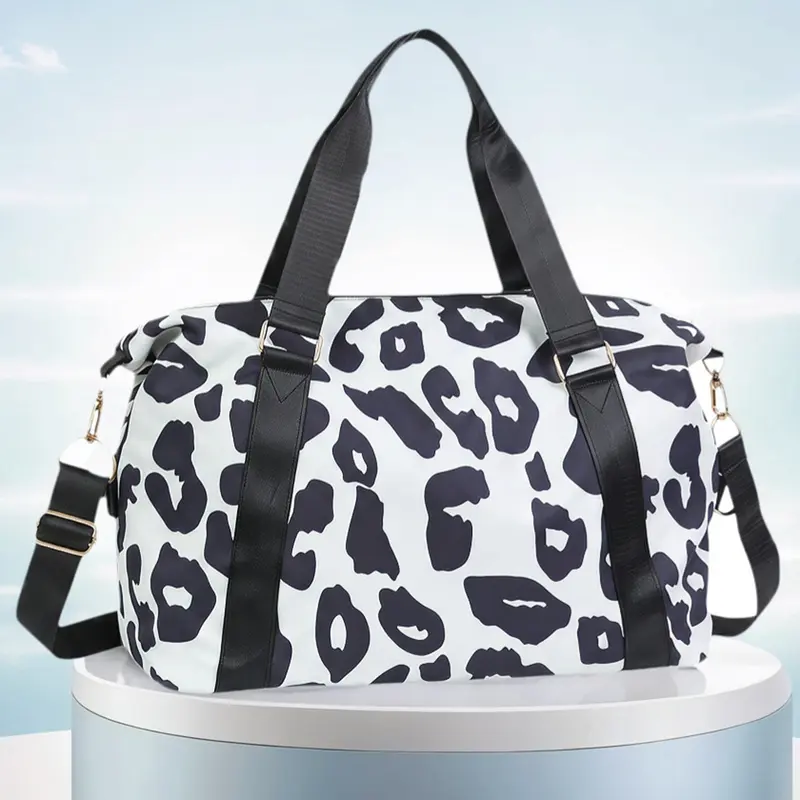 Leopard Print Large-Capacity Adult Outdoor Sports Shoulder Bag - Wet-Safe Dry-Wet Separation, Lightweight, Training, Weekender Gym, Yoga Use, Luggage Storage, Gym Backpack, Outdoor Sports Bag