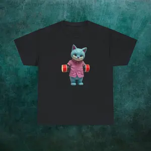 Men's feline enthusiast Graphic T-Shirt - Short Sleeve Crew Neck Regular Fit Casual Wear | Soft & Breathable Fabric, Durable Print, Everyday Comfort, Machine Washable, cute cartoon illustration product display with a playful cat character on a t-shirt