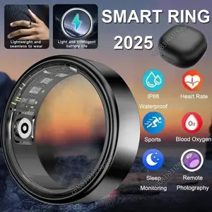 2025 New Smart Ring Heart Rate Blood Pressure Sleep Monitoring Motion Tracking IP68 Waterproof Men Women Smart Ring Holiday Gift Rechargeable Fitness Bluetooth Android
