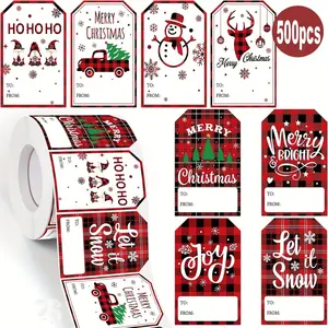 Christmas Gift Label, 500pcs/roll Gift Wrapping Label Sticker, Holiday Gift Decoration Sticker, Gift Wrapping Supplies for Home Party