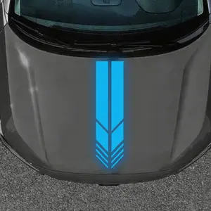Reflective Car Hood Sticker, High Visibility Safety Warning Decal, Automobile Decals, Waterproof Vinyl Body Stripe, Vehicle Light Decoration, Self-Adhesive Durable Decor, Vehicle Exterior Decoration