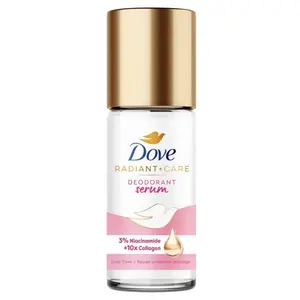 Dove Radiant + Care: Deodorant Serum 3% Niacinamide + 10x Collagen for even tone and deep renew . Rollon -45ml