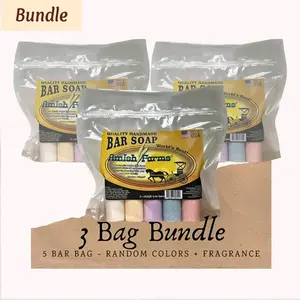 Amish Farms Soap 3-5 BAR BAGS (15 Bars Total) - RANDOM COLORED VEGAN BARS [ 3 BAG BUNDLE ]  with fragrance Body Care Cleanser Nourishing Cleansing Skin Repair Body Wash Gentle Silky Skin Care Skin Care