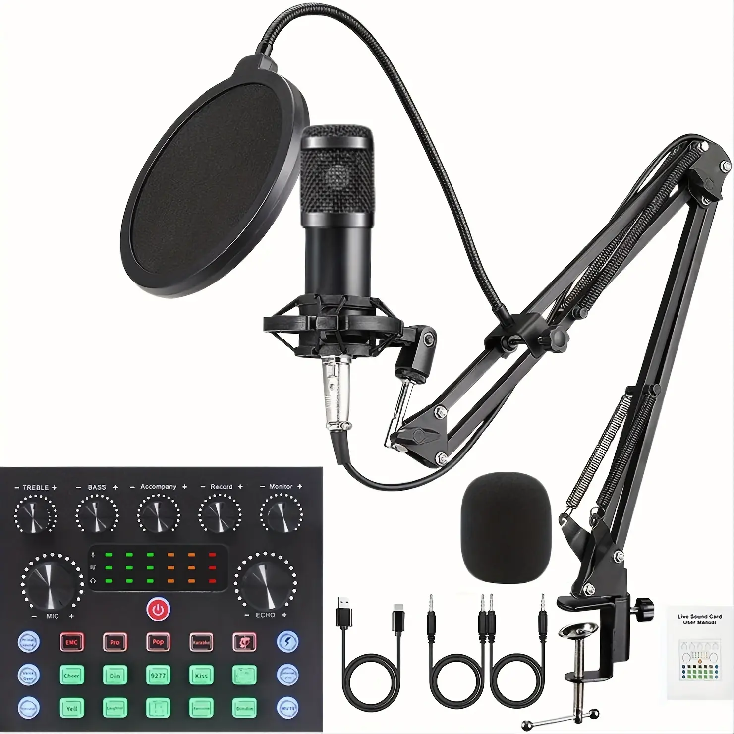 New Podcast Equipment Bundle Audio Interface V8s Voice Changer Computer sound card