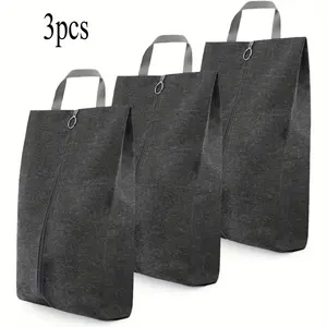 3pcs Shoe Bags for Travel Large Capacity Oxford Fabric Shoe Bags, Thickened Portable Shoe Organizer bag with Sturdy Zipper(Grey)