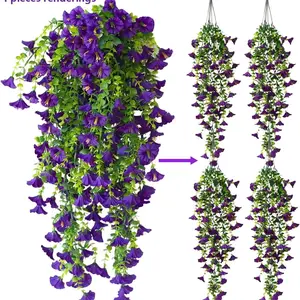 Artificial Hanging Flowers, Realistic Fake Plants, UV Resistant, Indoor Outdoor Decor, Durable Faux Floral Arrangement