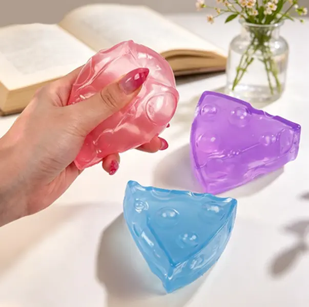 Transparent Triangular Cheese Soft Squeeze Toy  - Soft Clear Sensory Fidget Squeeze Toy for Desk Decor, Kids Gift