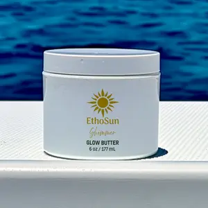 EthoSun Shimmer Glow Body Butter 6 oz 177 ml Non-Greasy Formula with Shea Butter Jojoba Oil for Intense Hydration Calming Firming Moisture Repair Restore Moisturizer Skin Repair Hydrating Cosmetic Non-Comedogenic