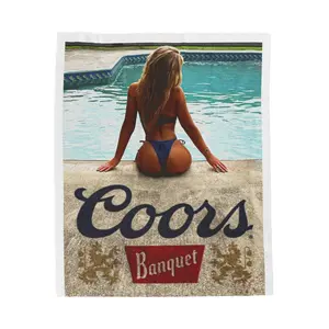 Cozy Vintage Coors Plush Blanket, Retro Poolside Throw, Ideal for Lounging, Gift for Beer Lovers, Home Décor, Perfect for Movie Nights