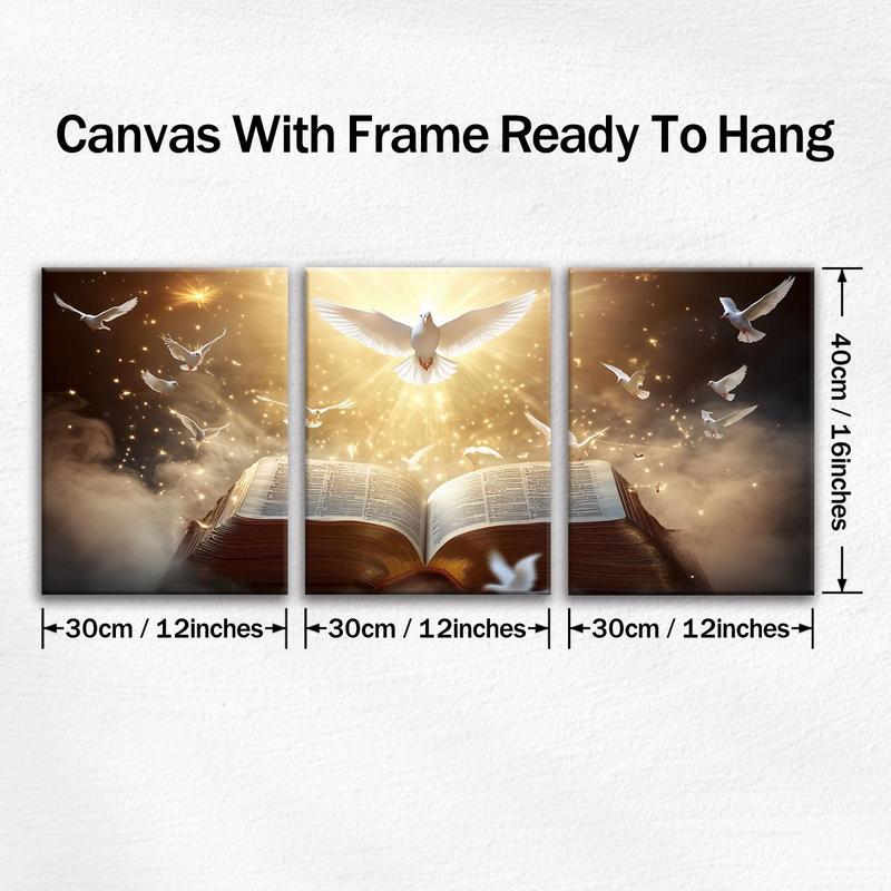 Bible Themed Wooden Framed Canvas Painting, 3 Counts/set Modern Art Decoration, Wall Art for Home Living Room Bedroom Office, Poster