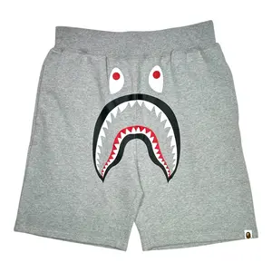 Menswear BAPE Shark Sweat Shorts, Grey Blue Male Shorts