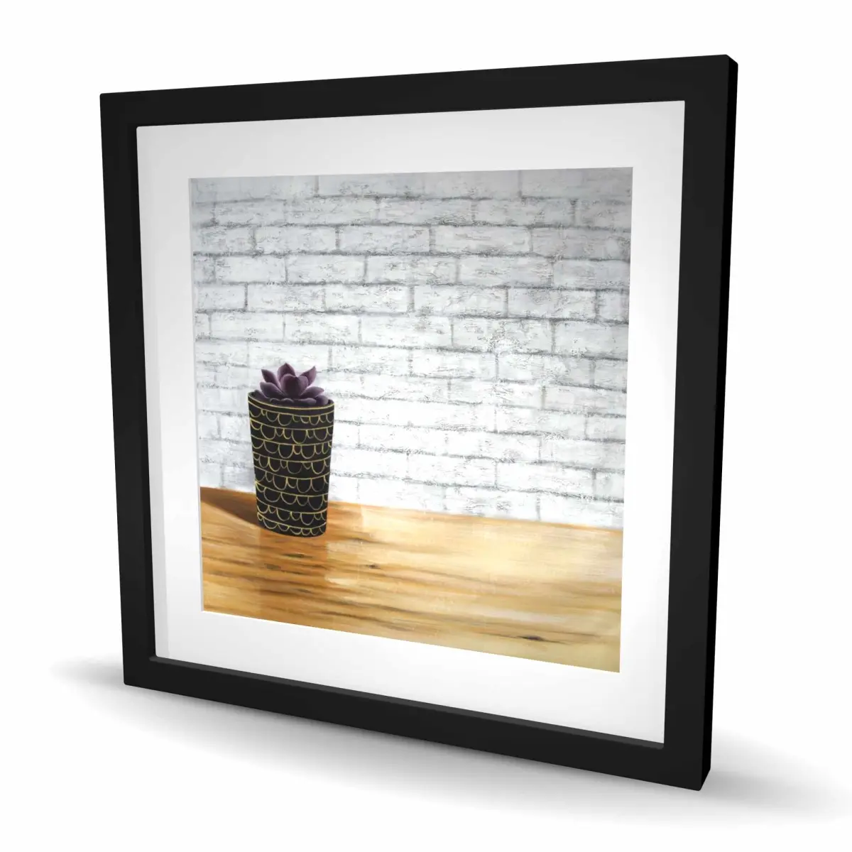 Begin Home Decor C1FM2424YQ1TCO 24 x 24 in. Succulent In A Pot - Cactus Exotic Framed Print Wall Art - Home Decor