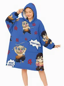 Anime Blanket Hoodie in DM Royal Blue Look – Comfy adult snug oversized blanket hoodie