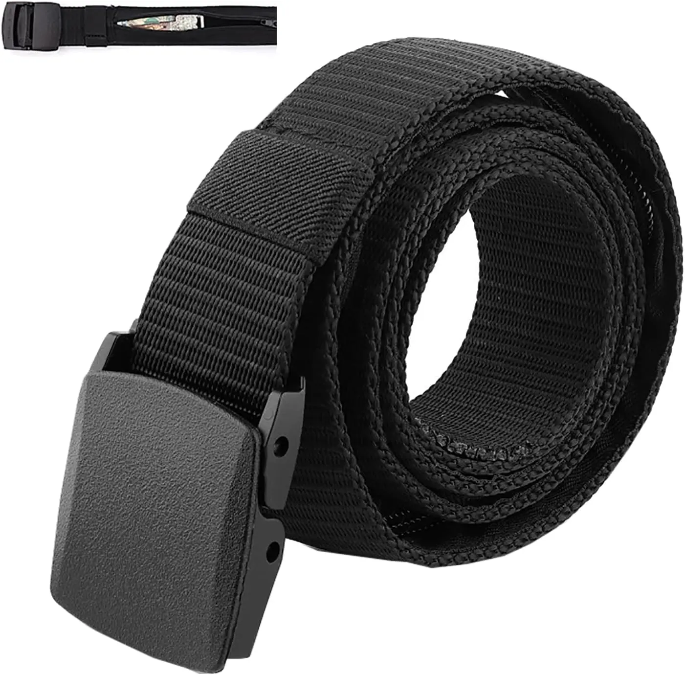 Men's Anti-Theft Security Money Belt - Adjustable Size, Nylon Plastic, Hidden Zip Money Compartment Pocket, Cashsafe Wallet, Non-Metal Buckle, Secure Hold for Travel Safety (Sports & Outdoor Cycling Gear)