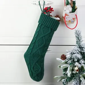 Christmas Themed Knitted Stocking, 1 Count Christmas Candy Gift Bag, Hanging Ornament for Home Christmas Tree, Festive & Party Supplies