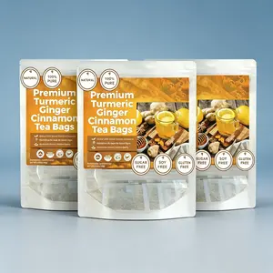 Turmeric Ginger Cinnamon Tea Bags 60*3 Count Sugar Free Herbal Detox Tea for Immunity Anti-Inflammatory Support Vegan Wellness Drink - Beverage, Lemon