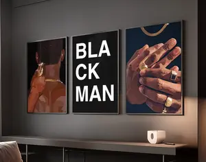 3-Piece Black Man Glossy Photo Prints Set, Artistic HypeBeast Room & House Decor, Collectible Wall Art Print (Frame-Not-Included), Christmas Gift For Him