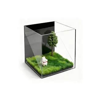 Pet Holographic Projection Digital House Acrylic Memorial Box for Cat & Dog 3D Projector Eternal Display Case with Green Grass and Tree
