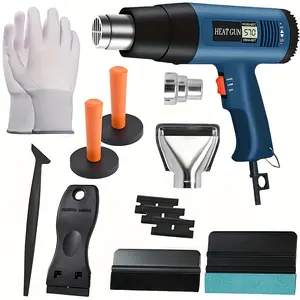 [Vinyl Wrap Kit] USA Window Tint Vinyl Wrap Kit | with Heat Gun, Felt Squeegee, Magnet Holder, Scraper