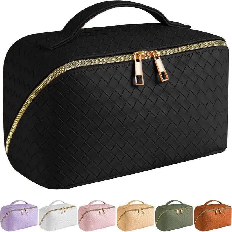 PU Makeup Bag, Cosmetic Travel Bags, Cosmetics Bag, Large Capacity, Convenient Pillow Pad, Travel Use, Washable, Embossed Craft, Multi-Functional Storage Pouch