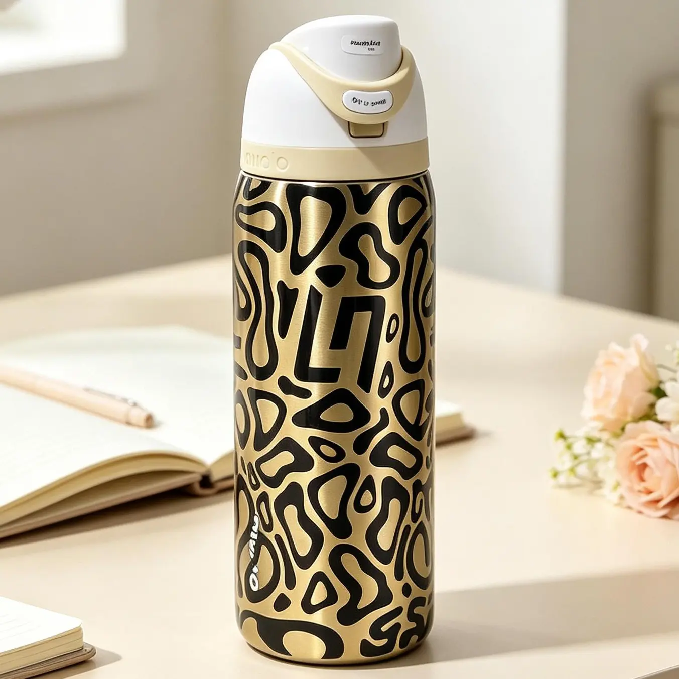 Owala Stainless Steel Large Size Vacuum Flask - Leak-Free, Heat-Resistant, Anti-Scalding, Sealed Spout, Handle-Equipped, Insulated Travel Mug with Lid for Adults' Car Trips, Kitchenware Drinkware Essential