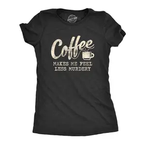 Funny Womens T-Shirts - Coffee Murdery and More Sarcastic Shirts for Cool Ladies with Sass Funny Womens T Shirts Cute Vintage Fashion Casual Ladies T-Shirt Gift Sarcastic Tops for Women Funny Coffee Top Women's