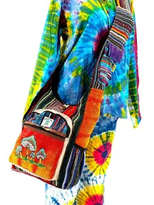 Unique Design Hand Embroidered Mushroom Crossbody Bag Hippie Festival Bag Travel Bag FAIR TRADE | Handmade with love