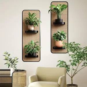 3D Simulated Plant Wall Sticker, Nordic Style Plant Pattern Wall Decal, Self-adhesive Decorative Sticker for Home Living Room Bedroom, Ornaments