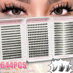 644 clusters, large capacity false eyelashes, 3 styles to choose from, natural appearance, thick and curled, suitable for all eye shapes, soft and comfortable, various lengths, suitable for beginners and professionals, suitable for everyday