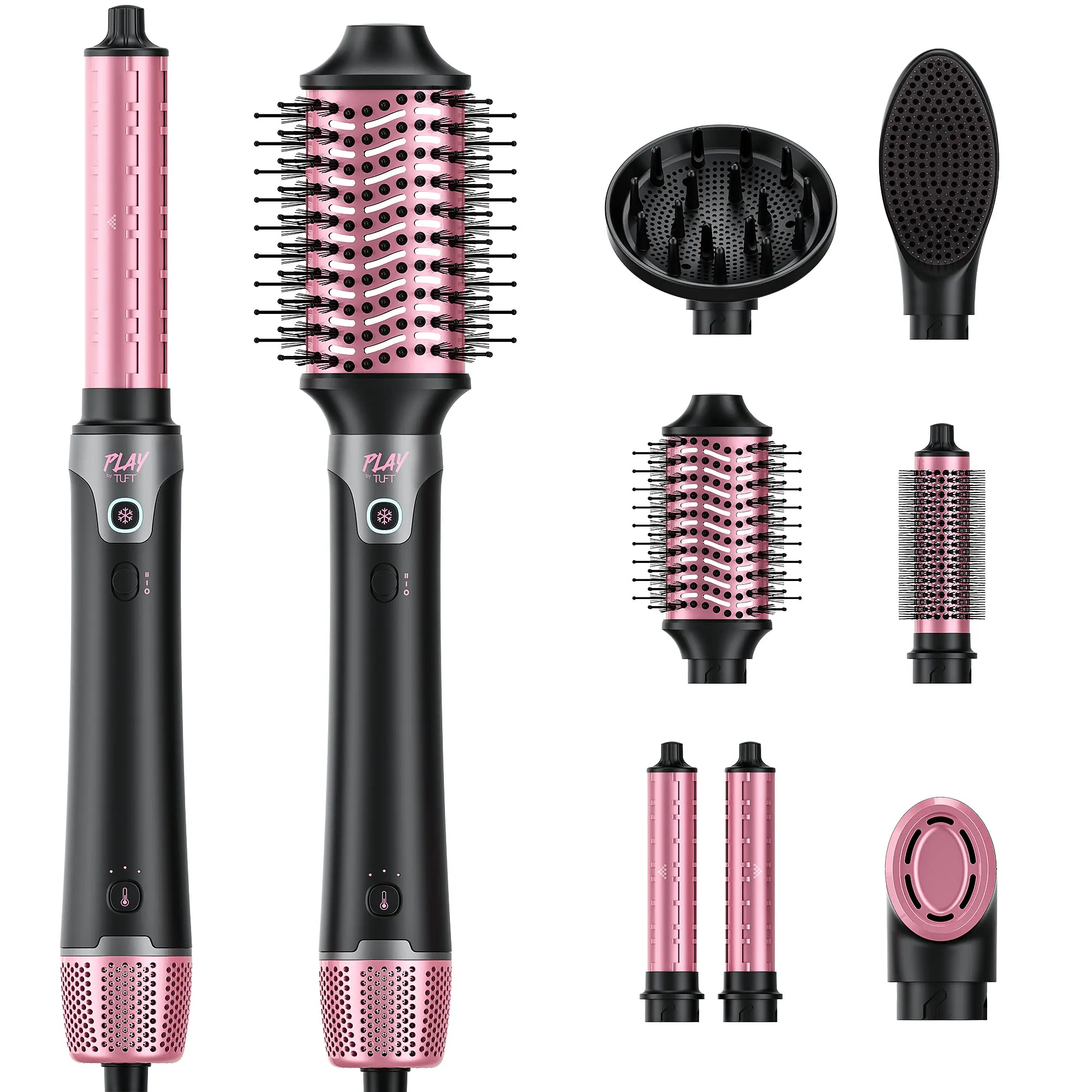7-in-1 Air Styler Wrap Ionic Hair Dryer & Blow Dryer Brush with Auto-Wrap Curlers, Thermal Round Brush for Smooth Blowouts & Root-Lift Volume, No Heat Damage Hot Air Brush Hair Multi Styler for Women