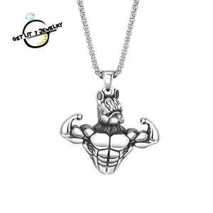 Trendy Muscular French Bulldog Pendant Necklace | Hip-hop Style | Fashionable & Versatile Jewelry | Waterproof and Corrosion-Resistant Material | A Stunning Gift Selection | Christmas Gift | Birthday Gift
