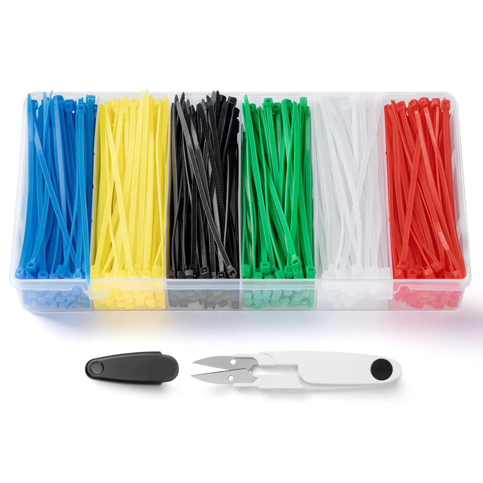 NOKOGMT 480-Pack 4-Inch Colored Nylon 66 Zip Ties Kit with Storage Box & Scissors, Heavy-Duty 2.5mm UV-Resistant Wire Ties, 6 Vibrant Colors for Home, Garden & Shop Indoor/Outdoor Crafts Use