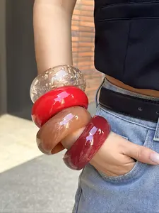 Women's Punk Style Resin Arm Cuff Bracelet, Unique Design Thick Bangle, Fashionable Daily Wear Accessory, Perfect Gift Idea