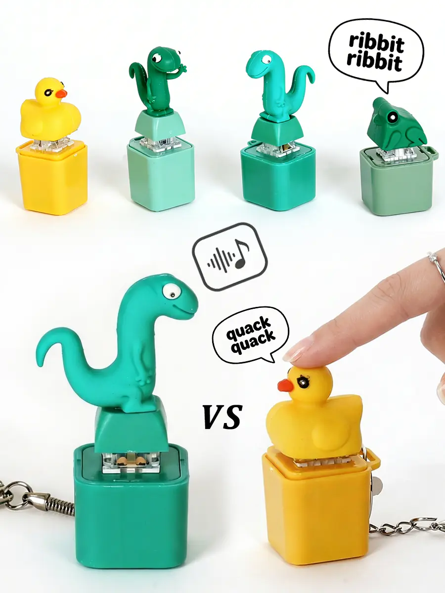 Lizard Frog Duck Button Clicker Keychain Fidget Toy, Realistic Squeaky Sound Interactive Stress Relief EDC Gadget, Portable Cute Pocket Fidget Accessories For adult Teens, Perfect Daily Carry & Holiday Gift