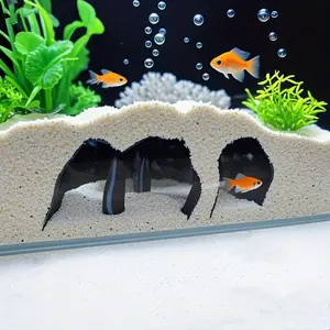 Fish Tank Decor, Natural Dual Hole Aquarium Cave, Hidden Gravel Decoration, 3D Aquarium Tunnel for Ornamental Fish Shrimp