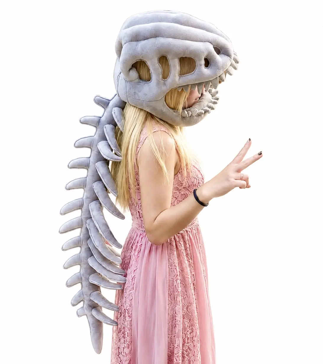 Halloween Costumes，Unisex Cotton Dinosaur Skeleton Wearable Hat，Soft Parent-Child Cosplay Accessory, Halloween Party Supply, Creative Gift for Dinosaur Lovers，Halloween Hats, Halloween Party Decoration Gifts