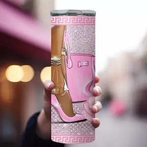 1pc 20oz stainless steel water bottle features a design with high heels and pink roses, and includes a straw. It's suitable for everyday use at the gym, while traveling, driving, or at home. A great gift for family and friends. Stainless Steel Tumbler