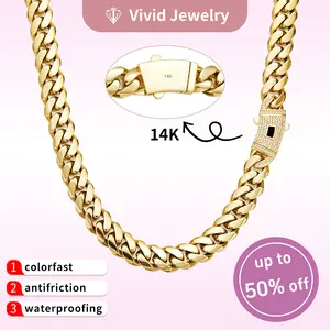 14K Gold-Plated Cuban necklace/bracelet. The new craftsmanship and classic white stone inlay design are dazzling. Miami Cuban necklace/bracelet combines tradition and fashion. The best Jewelry gift for him/her.Couples' style 8mm/10mm/12mm/14mm