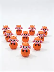 10 Cute Pumpkin Silicone Beads, Animal Focal Beads for DIY Beaded Pens, Keychains, Jewelry Making, Creative Craft Supplies