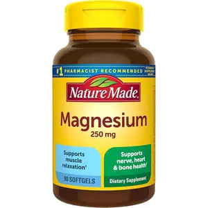 Nature Made Magnesium 250 mg, Magnesium Supplements for Men and Women, Support for Muscle, Heart, Bone and Nerve Health, 90 Softgels, 90 Day Supply