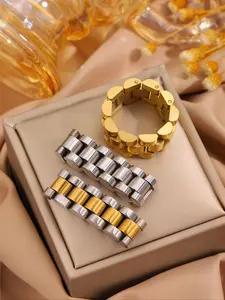 Unisex Punk Style Three Bead Strap Ring, Stackable Rings, Stainless Steel Jewelry for All Seasons, Perfect Gift for Birthdays & Vacations