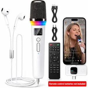 4-in-1 Handheld Wireless Microphone with Built-in Live Sound Card, AI Voice Changer, Noise Reduction & DJ Audio Mixer, RGB Light, Compatible with Smartphone, iPhone/Android, PC for Karaoke, Live Streaming, Singing, Recording, Gaming, YouTube & TikTok