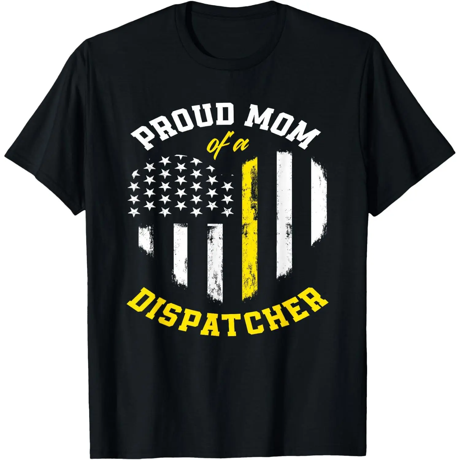Proud Mom Of A Dispatcher American Flag 911 Dispatcher T-Shirt Pure Cotton Graphic Tees Menswear Top: Gifts for Men & Women