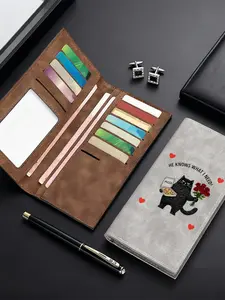 Long Wallet with Cute Cat Pizza and Rose Pattern, Soft Artificial Leather, Multiple Card Slots, Large Capacity, / Business Handbag