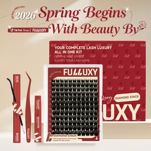 Fulluxy Diamond Stack | Classic Full Volume Lashes | DIAMOND STACK Kit Fluffy, Long-Lasting & Easy DIY | Complete Set with Glue Remover & Tweezer for Beginners | One Layer = Bold, Luxe Volume