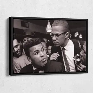 Malcolm X and Muhammad Ali Poster, Black and White Print Wall Art Home Decor UnFrame Art